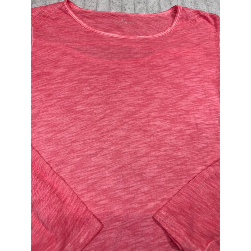 Elliot Lauren‎ Pink Space Dye Slub Knit Long Sleeve High Low Cutout Top Womens M
